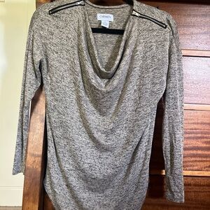 Carmen Marc Valvo Heathered Cowl Neck Sweater